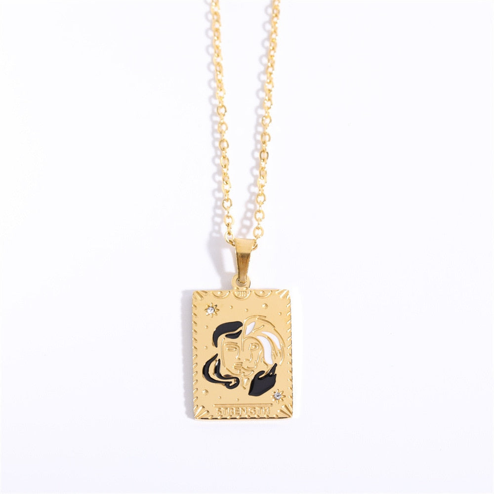 Gold Tarot Card Stainless Steel Necklace | Major Arcana Jewelry