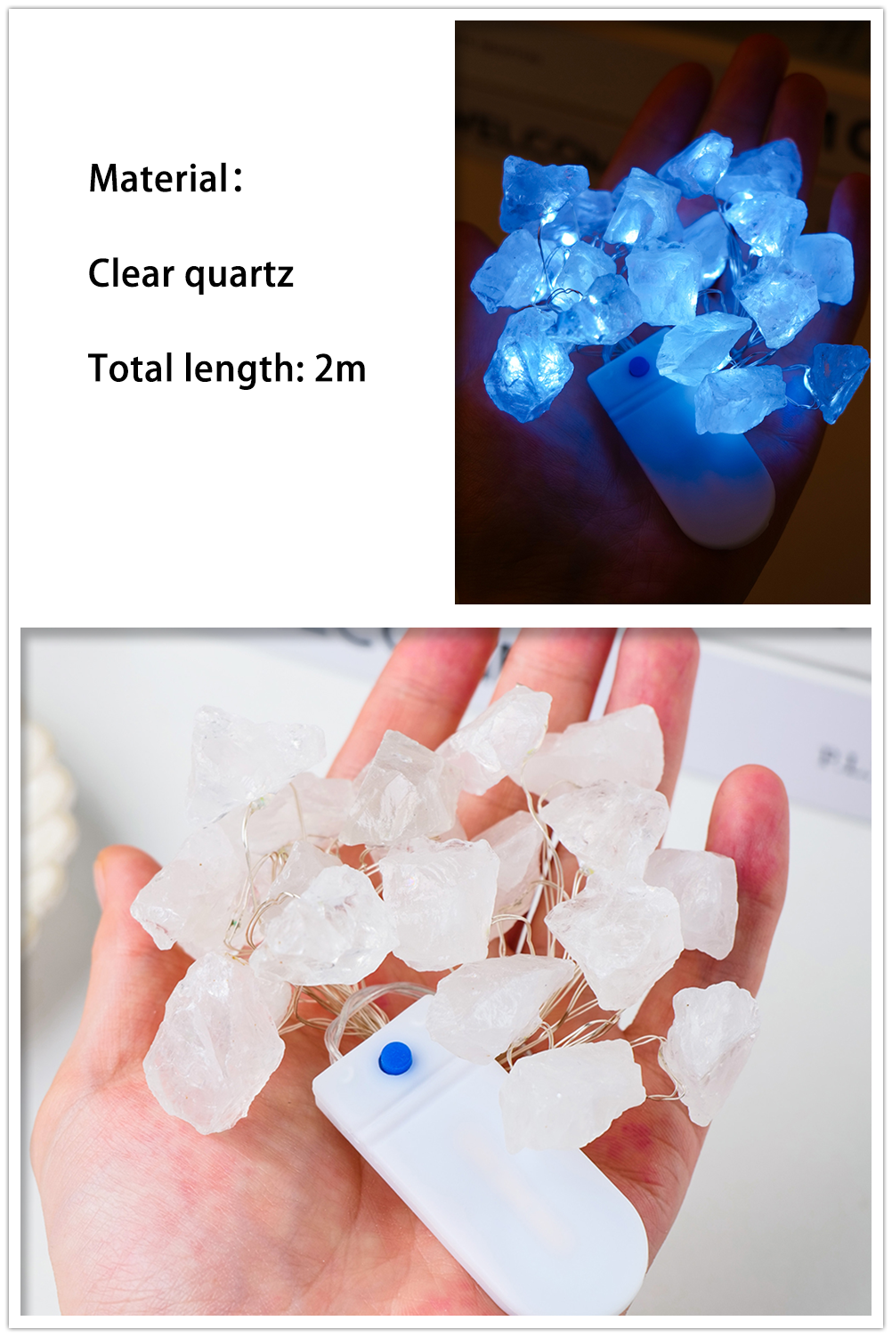 Natural Quartz Crystal Gemstone Glow Lights | Amethyst, Citrine Crystals for Healing