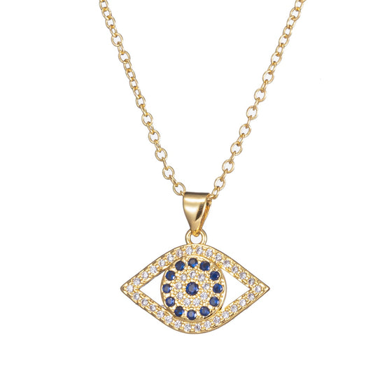 Turkish Style Zircon Jewelry Necklace Pendant Trendy Copper CZ Stone Enamel Hamsa Hand Evil Eye Necklace for Women Collier Femme