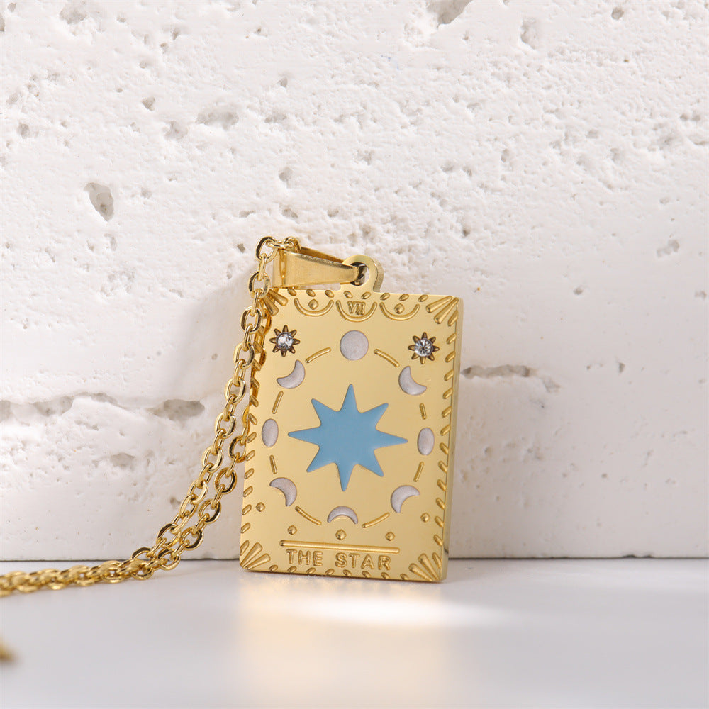 Gold Tarot Card Stainless Steel Necklace | Major Arcana Jewelry