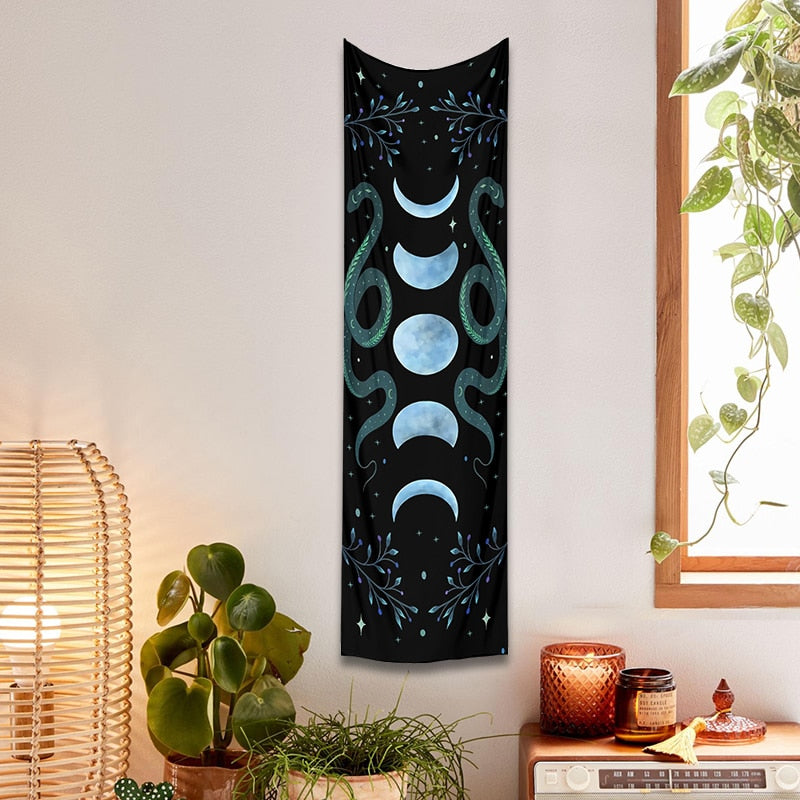 Moon Phases Floral Tapestry | Astrology, Moon Wall