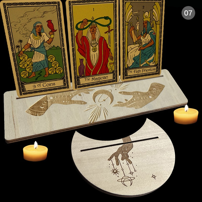 Wooden Tarot Divination Alter | Moon, Star, Chakra Designs