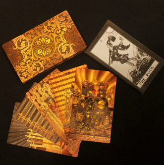 Glass Fire Gold Tarot Card Deck with Storage Case | Rider-Waite-Smith