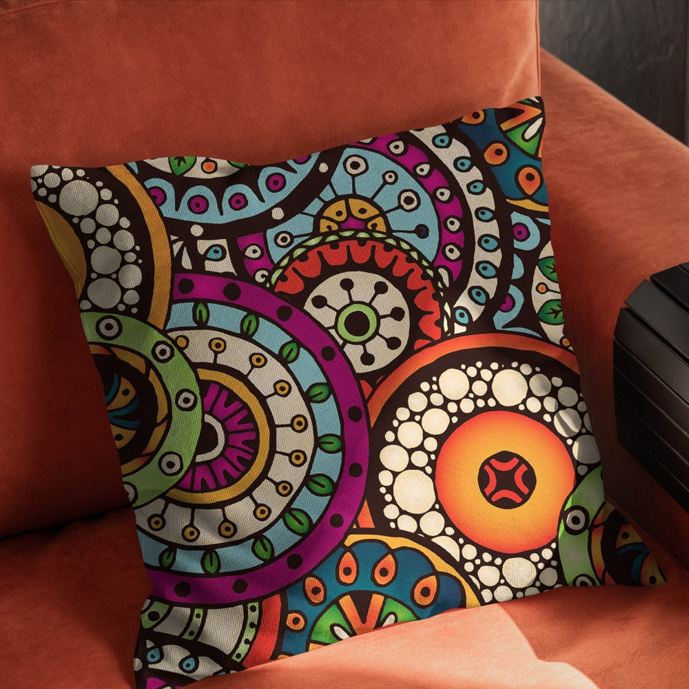 Colorful Mandala Pillow Covers | Spiritual Home Accessories