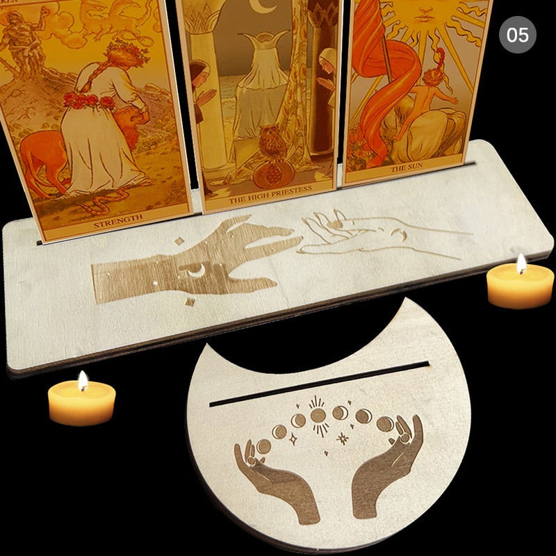 Wooden Tarot Divination Alter | Moon, Star, Chakra Designs