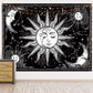 Energy Sun Sailor Moon Tapestry Wall Hanging White and Black Astrology Witchcraft Mandala Art Celestial Wall Tapestry Room Decor
