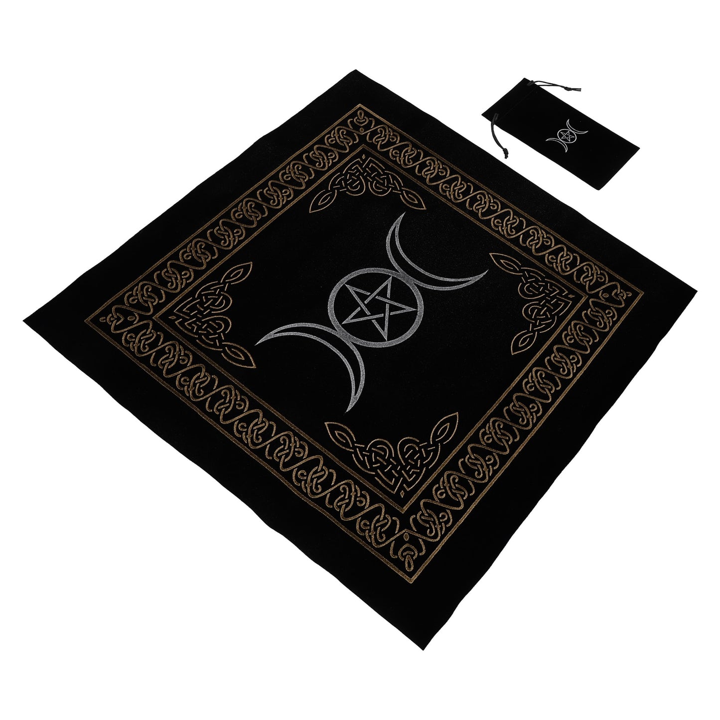 Tarot Pentagram and Moon Divination Mat | Pentacle Divination Tablecloth for Wiccans, Occult Practice