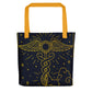 'The Enlightenment' Tote Bag | 'Ace of Pentacles' Tarot Card, Caduceus & Crown Chakra
