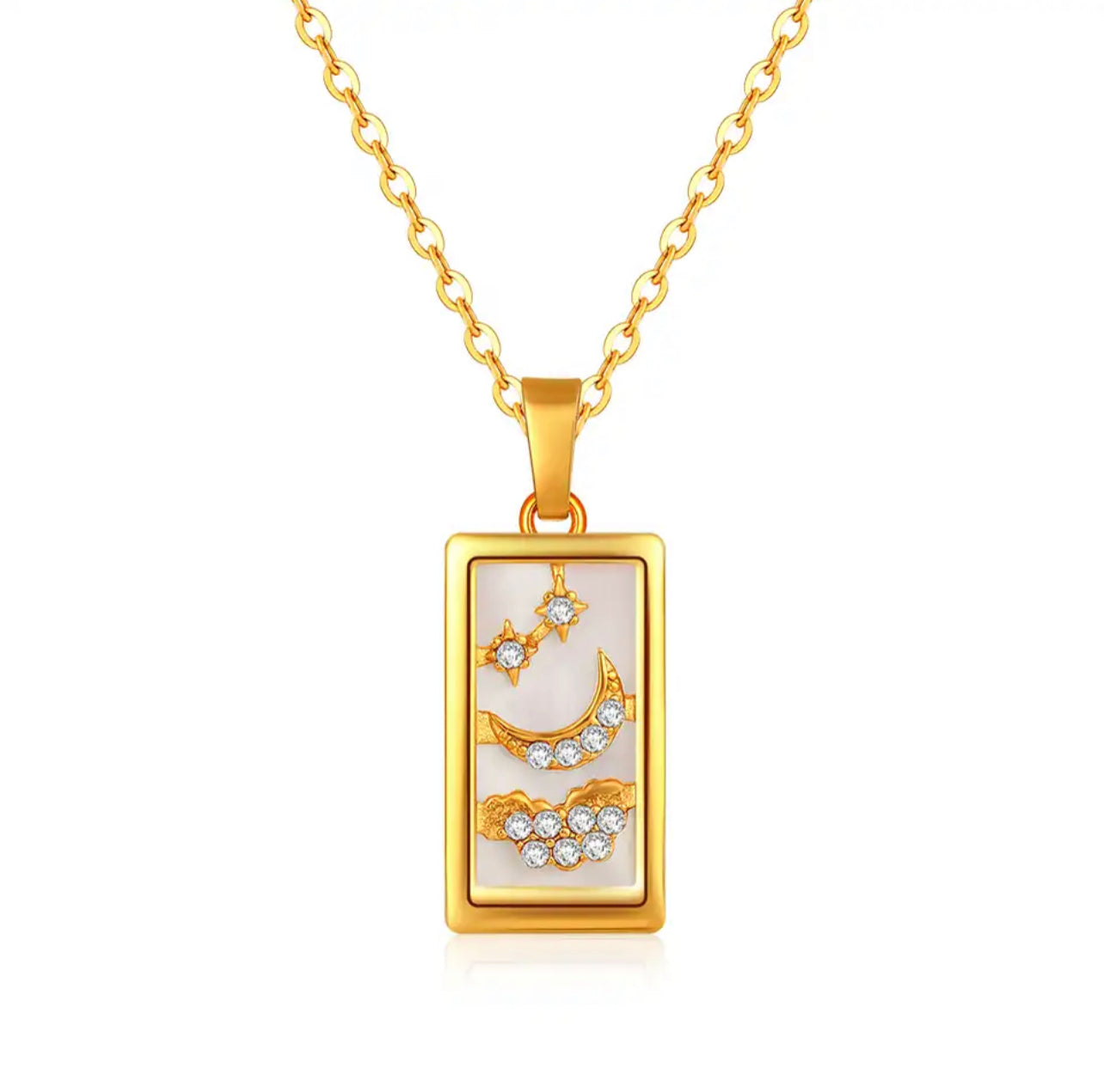 Gold Enamel Tarot Card Necklace | Major Arcana