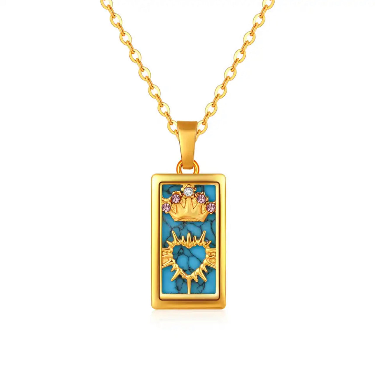 Gold Enamel Tarot Card Necklace | Major Arcana