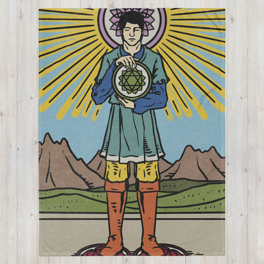 'Four of Pentacles' Tarot Card Throwover Blanket | Chakra Design, Major Arcana Card