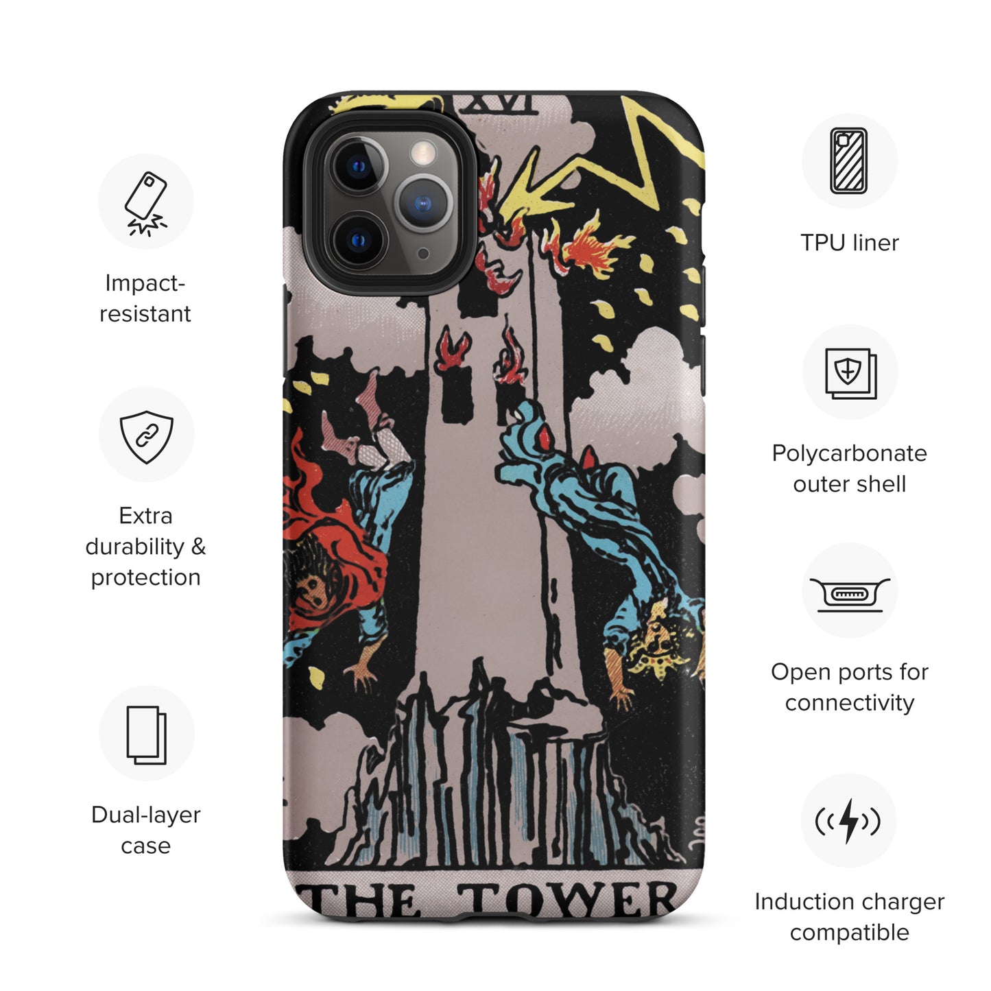 'The Tower' Tarot Card Durable, Anti-Shock iPhone Case