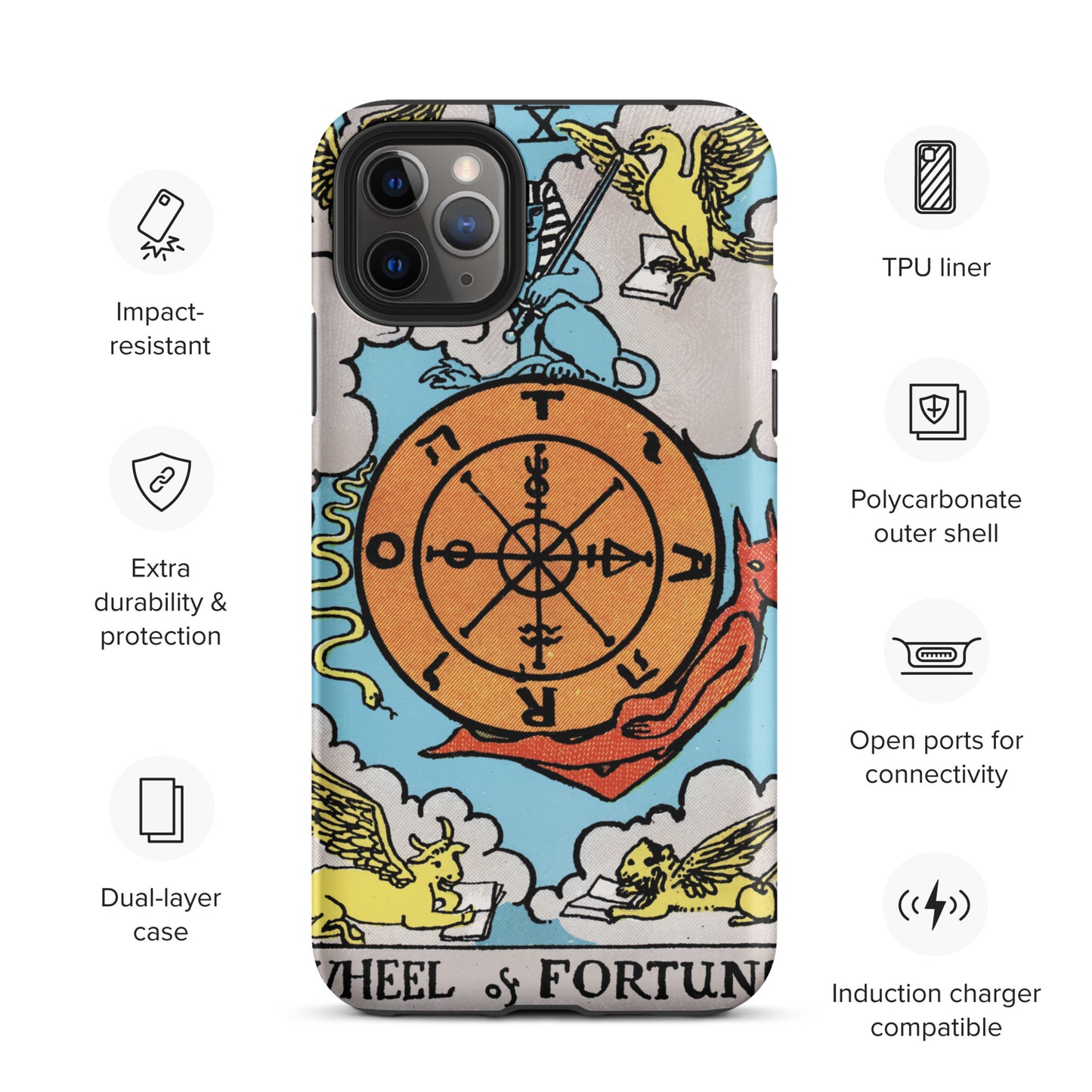 'Wheel of Fortune' Tarot Card, Anti-Shock iPhone Case | Major Arcana