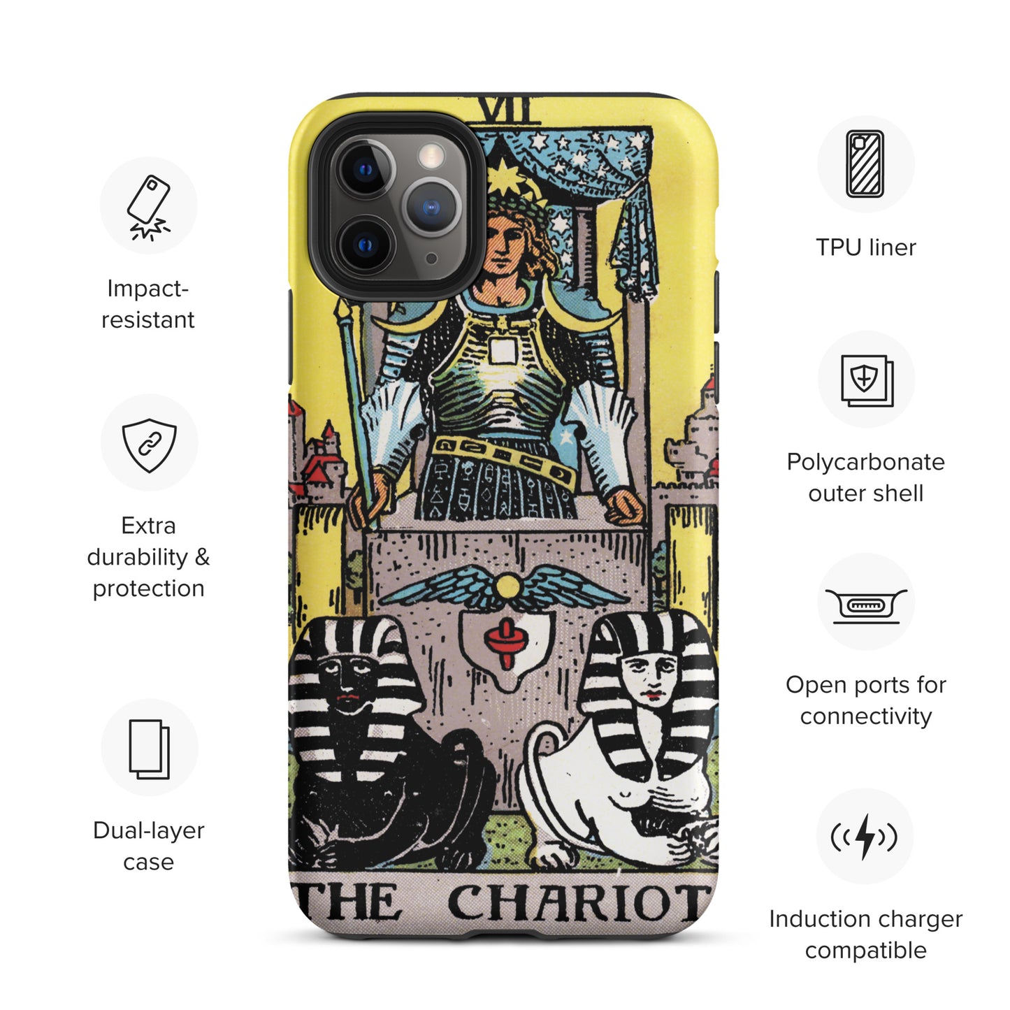 'The Chariot' Tarot Card, Anti-Shock iPhone Case | Major Arcana