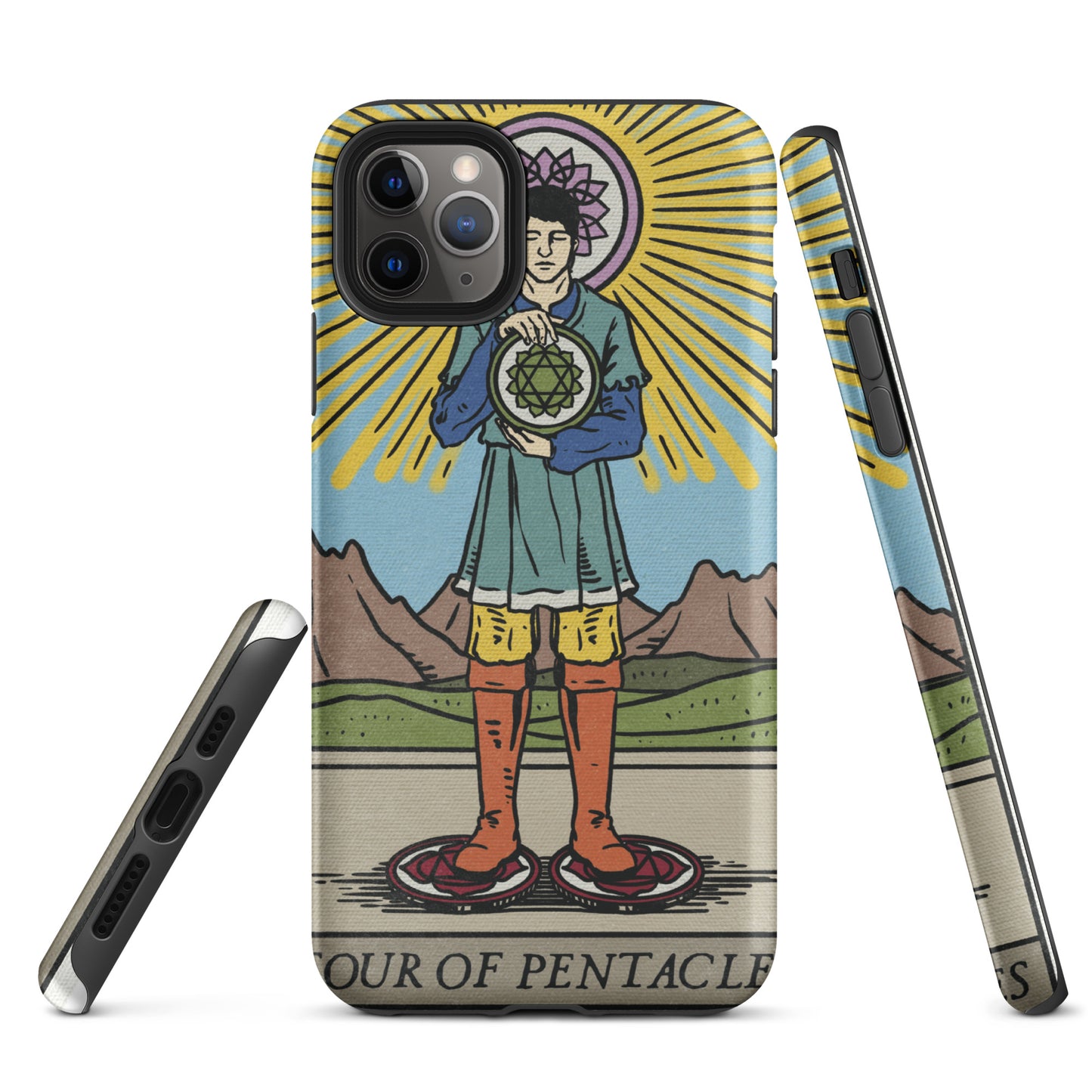 'Four of Pentacles' Anti-Shock, Tarot Card iPhone Case | Minor Arcana